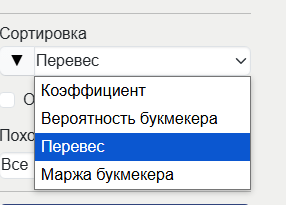 сортировка похожих ставок
